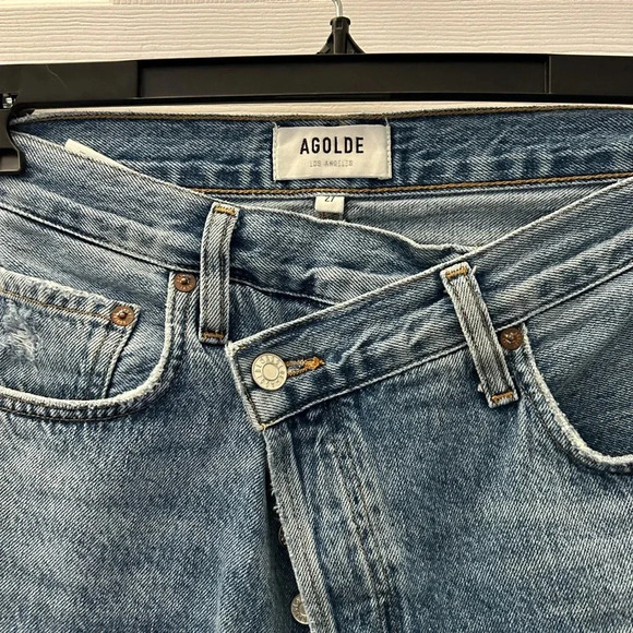 ! Agolde Cris Cross Upsize Light Indigo Wash Denim Jeans Size 27 - Picture 6 of 8